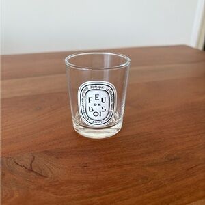 Small Diptyque Feu de Bois Glass Candle Holder